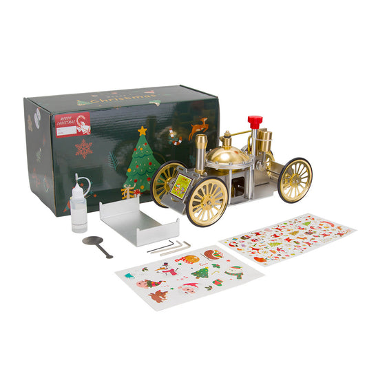 ENJOMOR Vintage Steam-Powered Automobile Model - Retro Educational STEM Toy for Christmas Gift Collection Engine Model Diyengmod