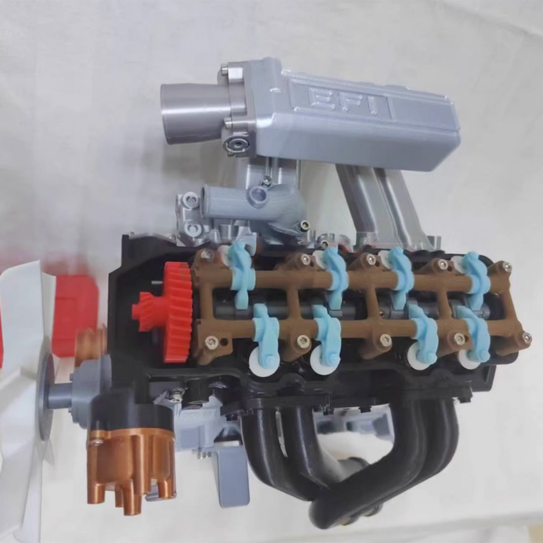 1/6 Scale Functional R22 Inline 4-Cylinder Engine Model - Assembled 3D Printed Toy for Educational Exploration - DIYEngMod Engine Models Diyengmod