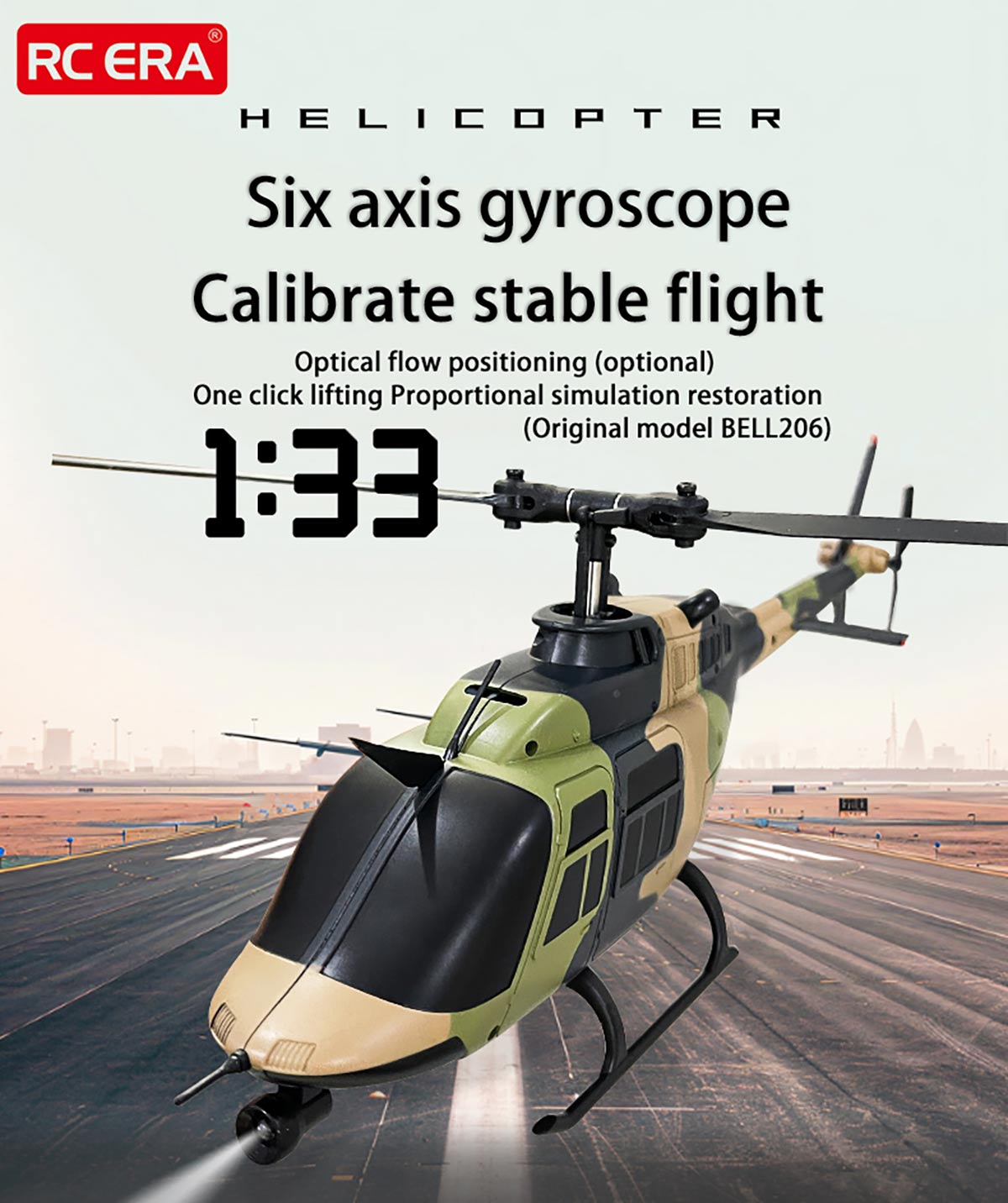 C138 1/33 Scale BELL 206 Flybarless RC Helicopter with Optical Flow Positioning and 6-Channel Control RC Airplane Diyengmod