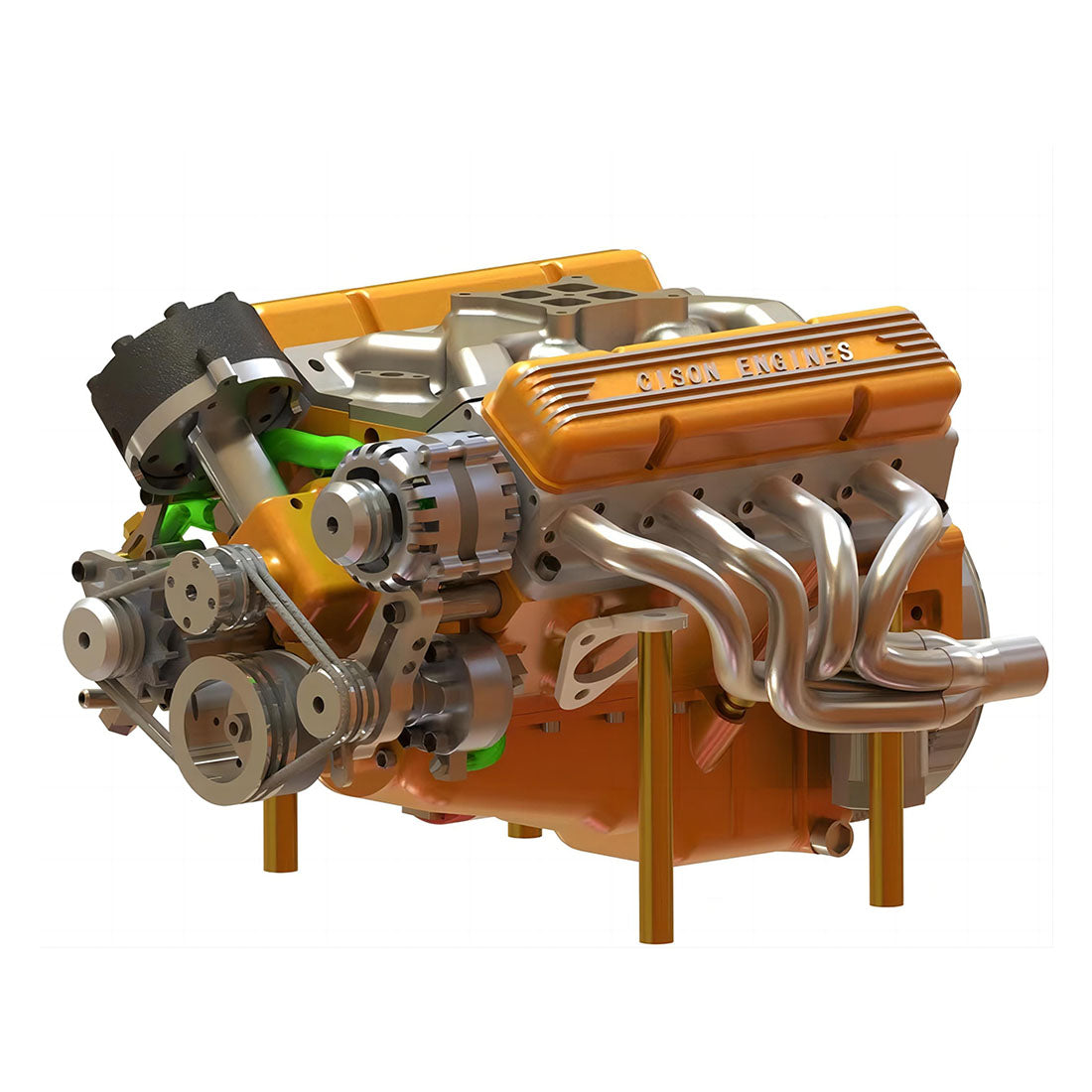 CISON 44CC V8 Engine Model Kit - 1/6 Scale Water-Cooled 4-Stroke Gasoline Engine for RC and Collectors Engine Model Diyengmod OHV V8