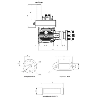 EPHIL XG-40cc-T High-Performance Twin-Cylinder Gas Engine for Fixed-Wing Model Aircraft Engine Models Diyengmod