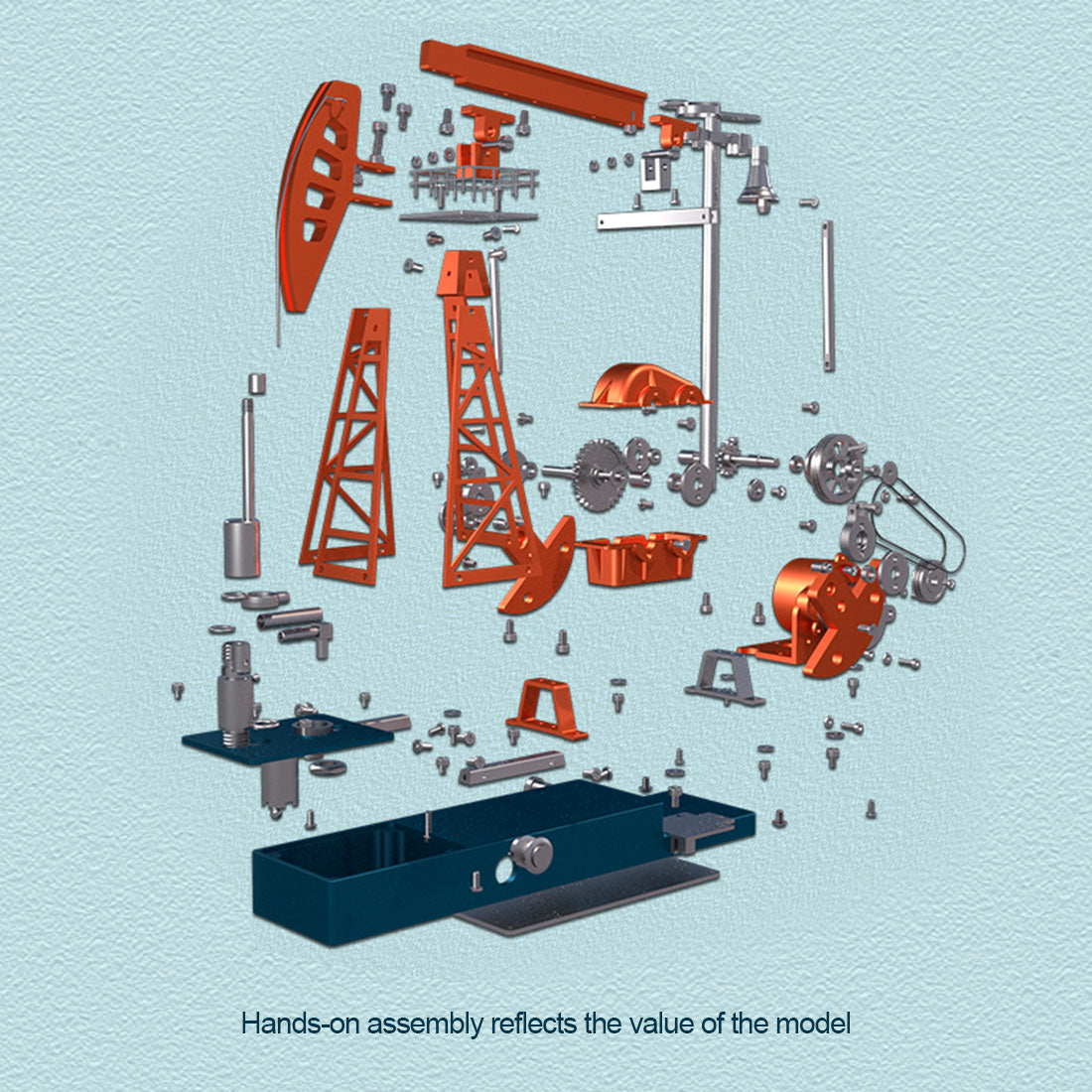 Working Oil Pump Jack Model Kit - TECHING 3D Metal Pumping Unit with Light - 219Pcs Educational Toy for Oilfield Enthusiasts DIY Engine Diyengmod