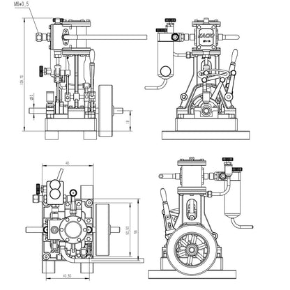 KACIO LS1-14 High-Performance Reciprocating Steam Engine Model for 60cm+ Model Ships Steam Engine Diyengmod