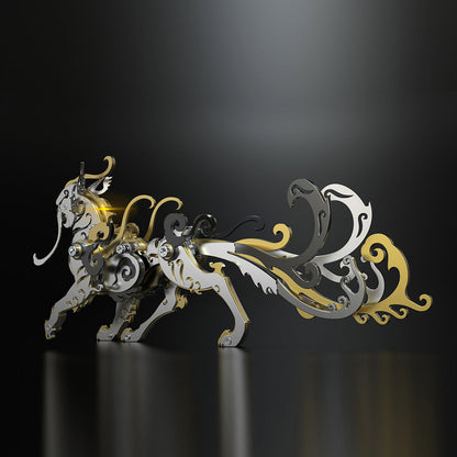 Metal Tiger 3D Puzzle DIY Model Kit - Ancient Chinese Beast Mechanical Assembly Craft in Black and Gold 3D Puzzle Model Kit Diyengmod