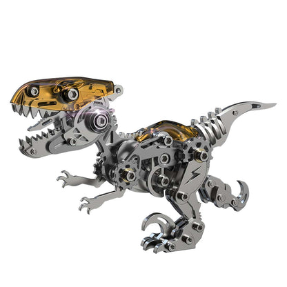 DIY 3D Metal Velociraptor Assembly Kit - 160-Piece Mechanical Dinosaur Model 3D Puzzle Model Kit Diyengmod Orange&Black