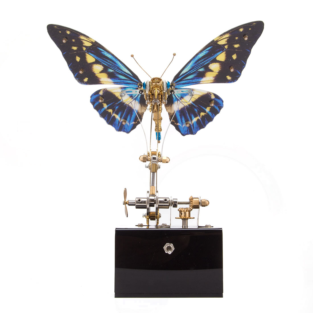 Dynamic Butterfly Metal Model Kit with Music Box - 3D DIY Mechanical Assembly 3D Puzzle Model Kit Diyengmod Blue