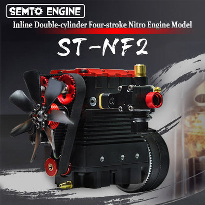 SEMTO ST-NF2 7cc SOHC Inline 2-Cylinder 4-Stroke Air-Cooled Nitro Engine Model Kit - Assemble Your Own Functional Engine RC Engine Diyengmod