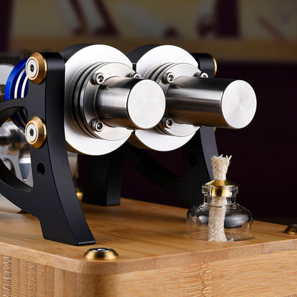 ENJOMOR Alpha Double-Cylinder Dual-Piston Hot Air Stirling Engine Model for Science and Education Enthusiasts Engine Models Diyengmod