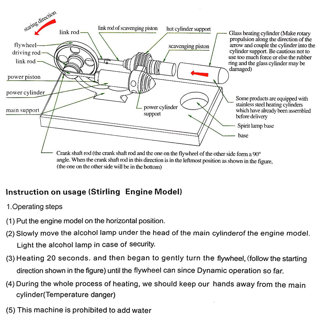 Educational Hot Air Stirling Engine Generator Model with Colorful LED and Alcohol Burner Stirling Engine with LED Diyengmod