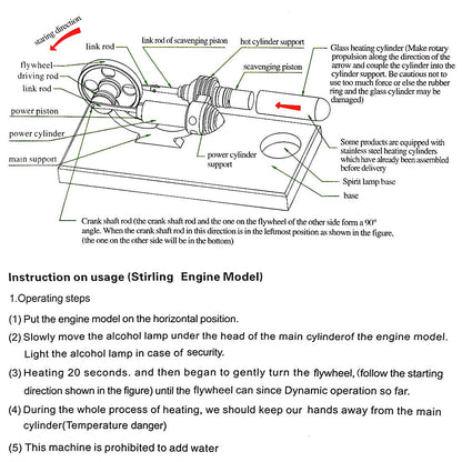 Educational Hot Air Stirling Engine Generator Model with Colorful LED and Alcohol Burner Stirling Engine with LED Diyengmod