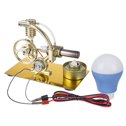 L-Shape Single Cylinder Stirling Engine Generator Model with Large Bulb and Exquisite Design Stirling Engine with LED Diyengmod