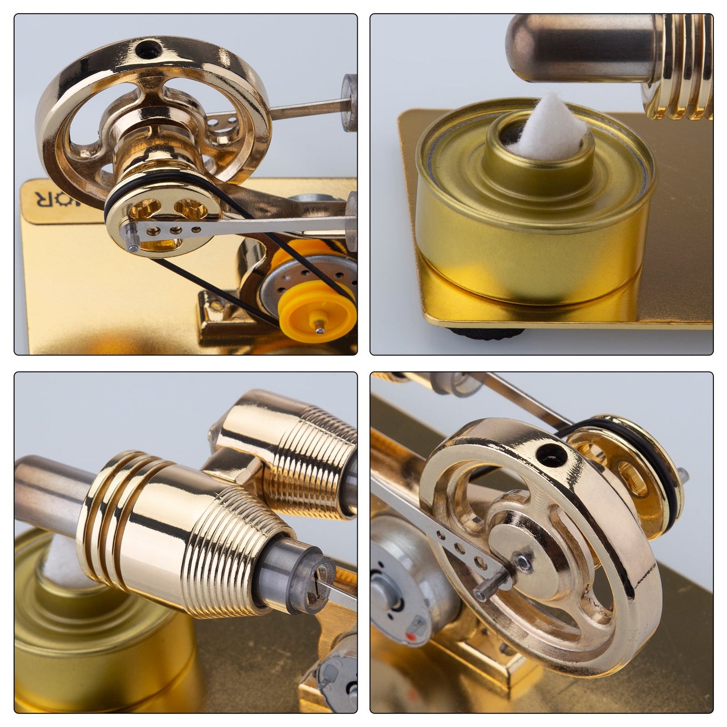 Single Cylinder Stirling Engine Model with Electric Generator - DIY EngMod Kit Stirling Engine with LED Diyengmod