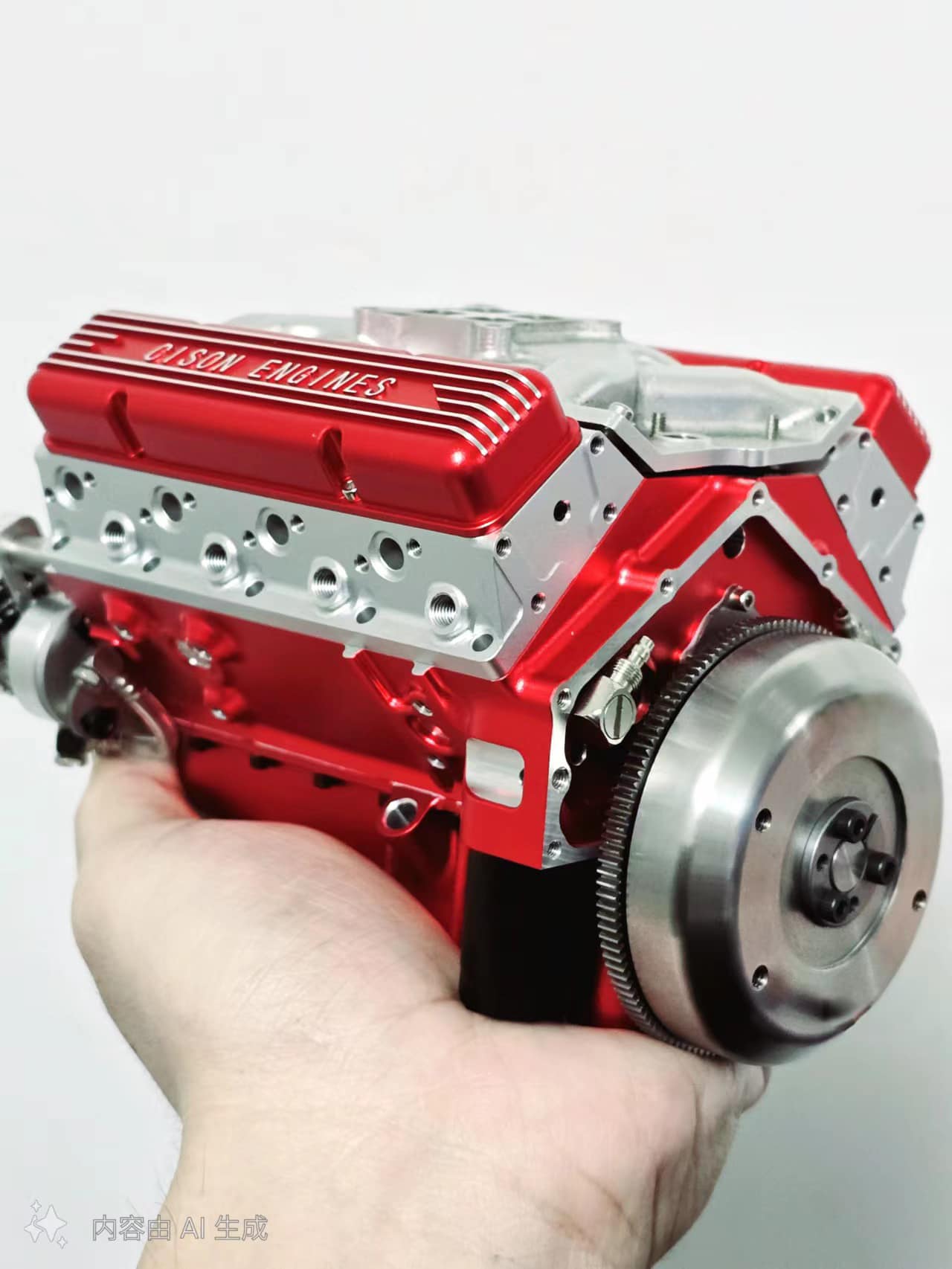 CISON 44CC V8 Gas Engine Model Kit - Build Your Own Functional 1/6 Scale Water-Cooled OHV 4-Stroke Engine DIY Engine Diyengmod Red