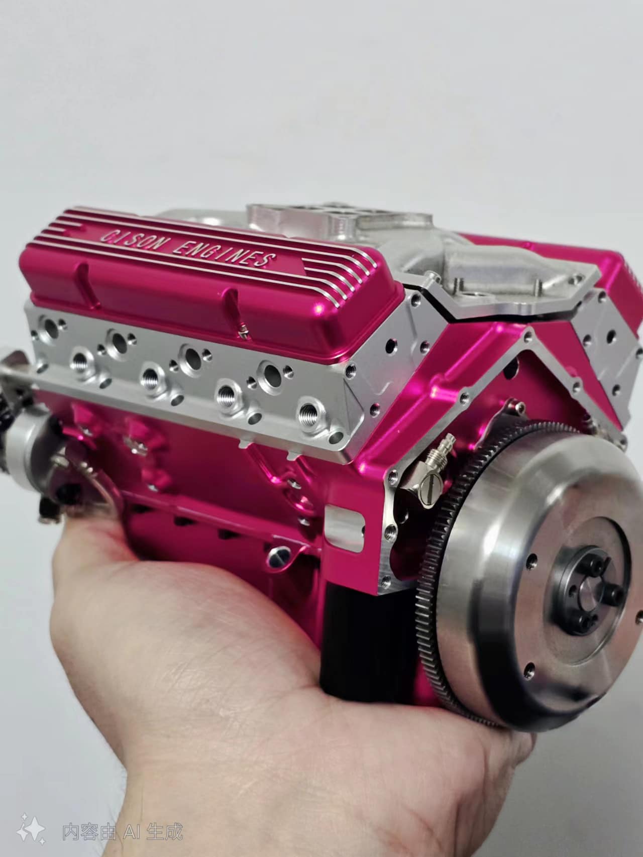 CISON 44CC V8 Gas Engine Model Kit - Build Your Own Functional 1/6 Scale Water-Cooled OHV 4-Stroke Engine DIY Engine Diyengmod Pink