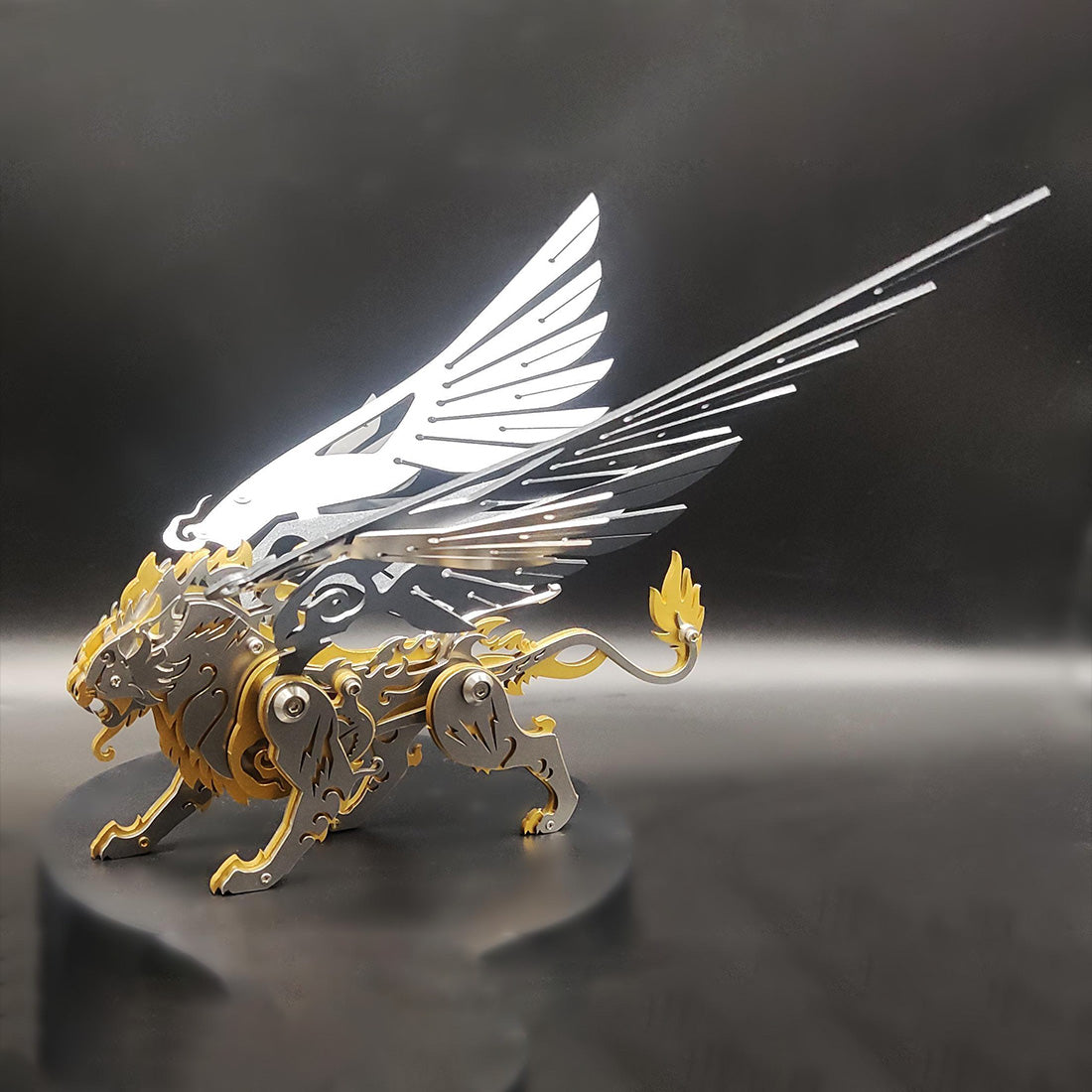 Metal Tiger 3D Puzzle DIY Model Kit - Ancient Chinese Beast Mechanical Assembly Craft in Black and Gold 3D Puzzle Model Kit Diyengmod