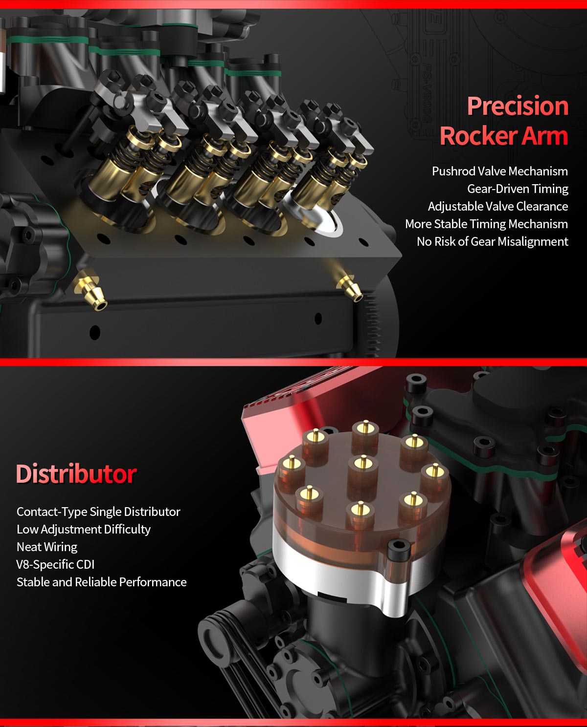 TOYAN FS-V800WGPC 28cc V8 Engine Model Kit - Build Your Own Functional Gasoline Engine DIY Engine Diyengmod