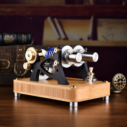 ENJOMOR Alpha Double-Cylinder Dual-Piston Hot Air Stirling Engine Model for Science and Education Enthusiasts Engine Models Diyengmod