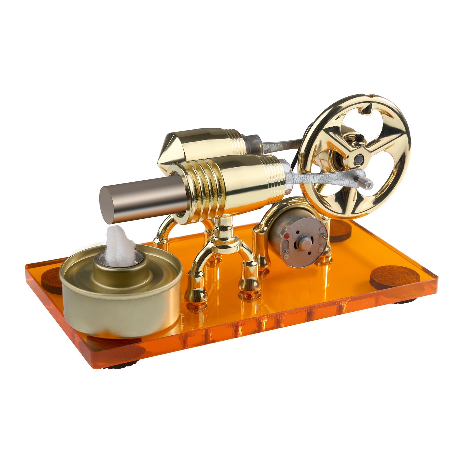 Stirling γ-Shape Hot-Air Engine Model with LED Illumination for Physics Education and Science Experiments Stirling Engine with LED Diyengmod