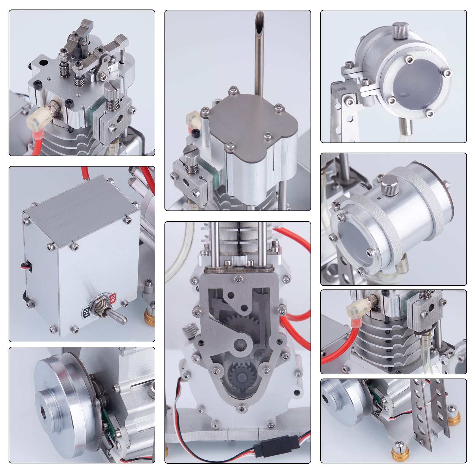 15cc Vertical Single-cylinder Four-stroke Internal Combustion Engine Model - Educational Physics Mechanical Craft Kit (Includes Base, Power Distribution Cabinet, and Tank) Engine Models Diyengmod