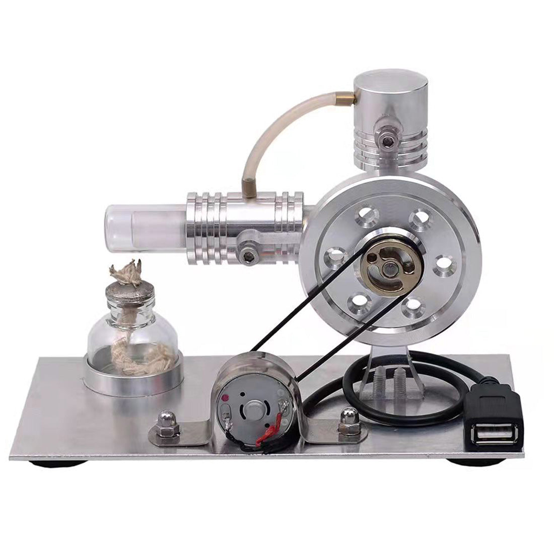 L-Shaped Stirling Engine Model with USB Night Light - Innovative DIY Educational Kit Stirling Engine Diyengmod