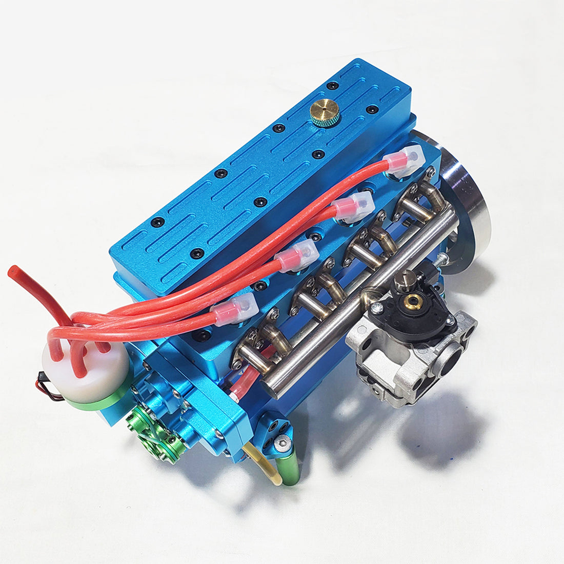 32cc Four-Cylinder Water Cooled Gasoline Engine for 1:5 RC Vehicles - DIY Engineering Model - Blue Engine Models Diyengmod