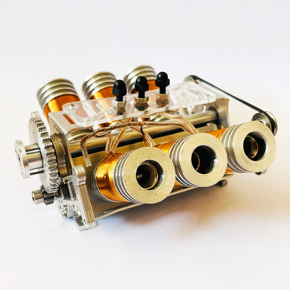 V6 Brushless Electromagnetic Engine Model for 1/10 Scale RC Cars and Ships - Metal Double-Piston Technology Toy Engine Models Diyengmod