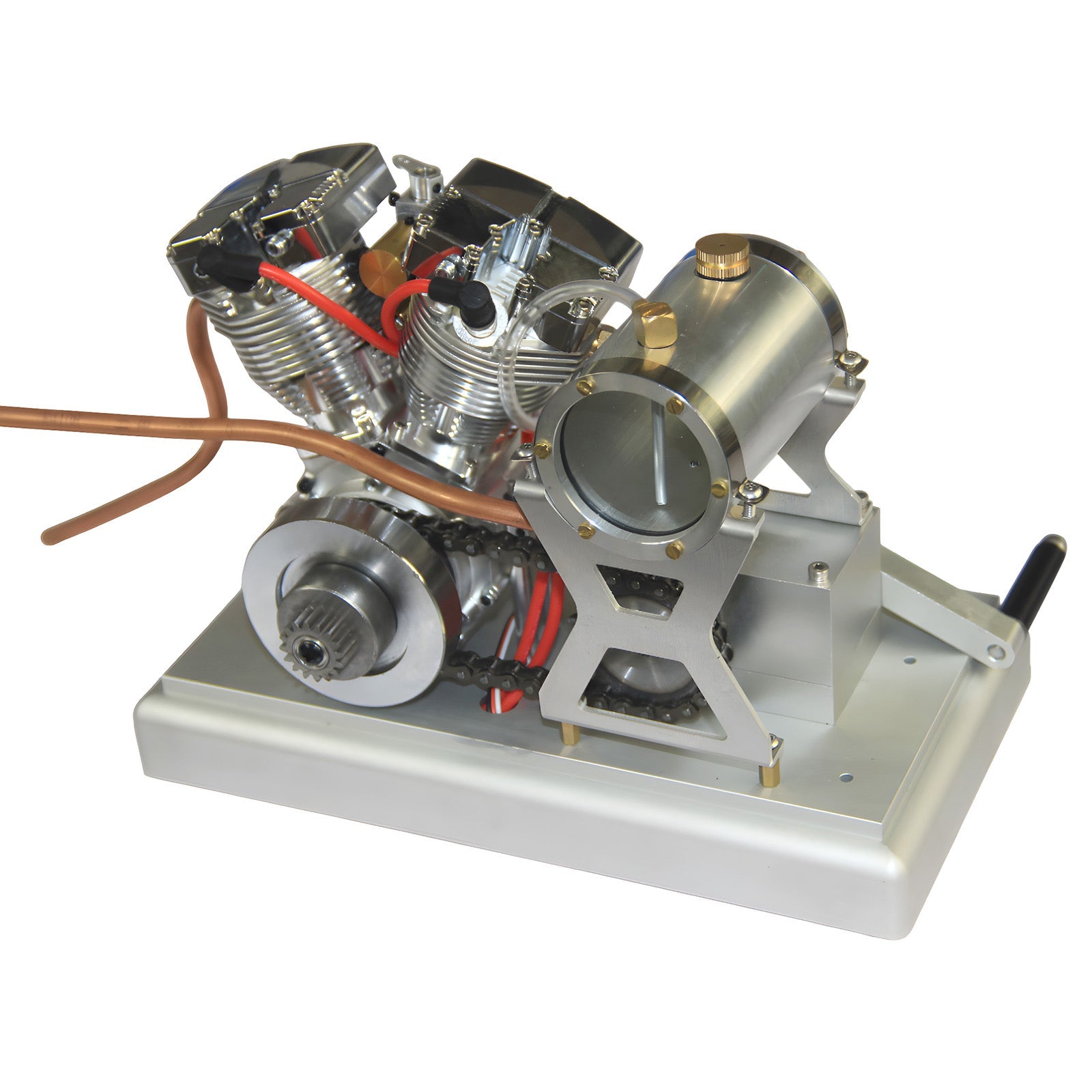 CISON FG-VT157 15.7cc V-Twin Shovelhead Gas Engine with Kick Starter Upgrade and Base - One Key Ignition System Engine Models Diyengmod