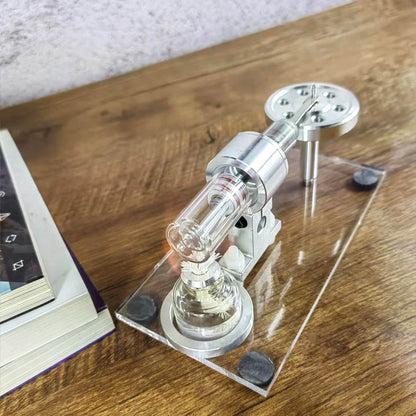 STL-HS Beta Hot Air Stirling Engine Model with Horizontal Flywheel and Wooden Base Stirling Engine Diyengmod