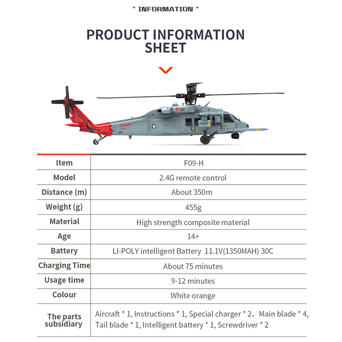 YU XIANG F09-H SH60 Seahawk 8-Channel Remote Control Helicopter - 1/47 Scale Dual Brushless 3D Stunt Model with GPS and Advanced Flight Features RC Airplanes Diyengmod