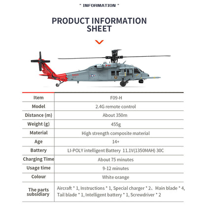 YU XIANG F09-H SH60 Seahawk 8-Channel Remote Control Helicopter - 1/47 Scale Dual Brushless 3D Stunt Model with GPS and Advanced Flight Features RC Airplanes Diyengmod