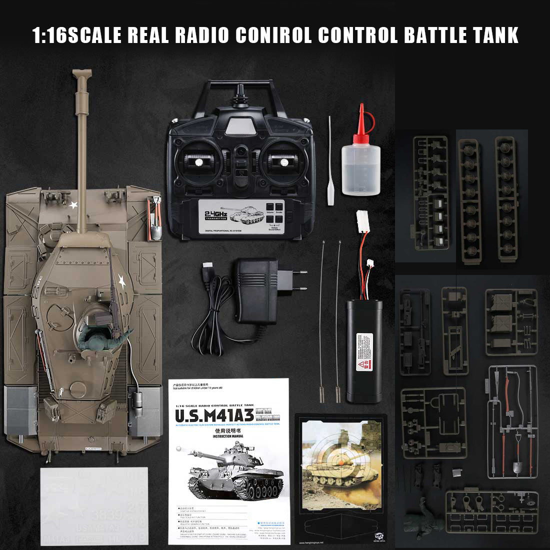 1/16 Scale 2.4G Remote Control American M41A3 Walker Bulldog Tank with LED Lights and Sounds - Ideal Model for Collectors and Kids RC Tank Diyengmod