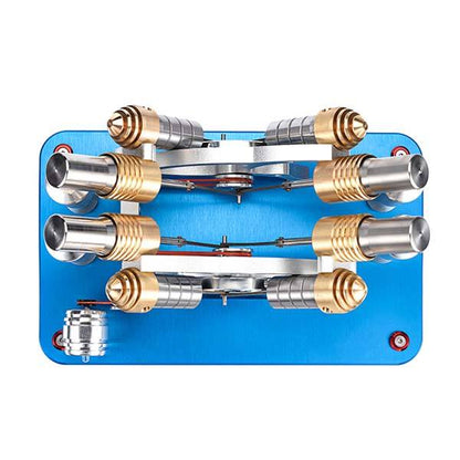 4-Cylinder V4 Stirling Engine Electricity Generator Kit - Perfect for Science Enthusiasts and Gift Collectors Multi-Cylinder Stirling Engine Diyengmod