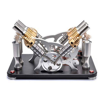 4-Cylinder V4 Stirling Engine Electricity Generator Kit - Perfect for Science Enthusiasts and Gift Collectors Multi-Cylinder Stirling Engine Diyengmod