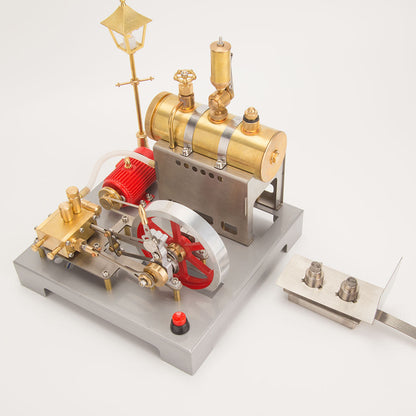 RETROL SE-02 Complete Metal Stationary Steam Engine Kit with Functional Boiler, Generator, and Illuminating Street Lamp Steam Engine Diyengmod