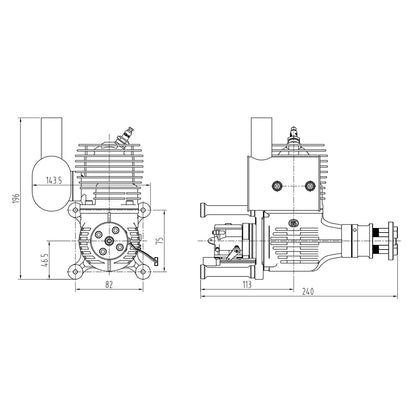 NGH GT65 65cc High-Performance Single-Cylinder Two-Stroke Gas Engine for RC Aircraft and Drones Engine Models Diyengmod