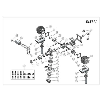 DLE111 111CC Dual-Cylinder Air-Cooled 2-Stroke Gasoline Engine for RC Aircraft RC Airplane Diyengmod