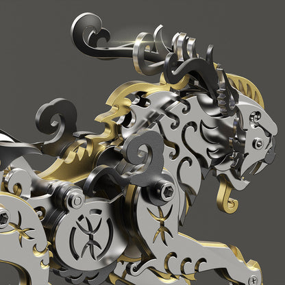 Metal Tiger 3D Puzzle DIY Model Kit - Ancient Chinese Beast Mechanical Assembly Craft in Black and Gold 3D Puzzle Model Kit Diyengmod