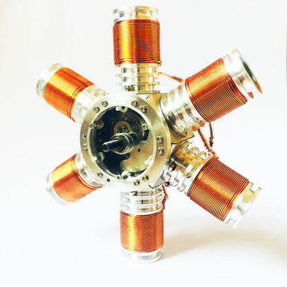 Metal Six-Cylinder Brushless Electromagnetic Engine Model - Educational DIY Science Toy Engine Model Diyengmod