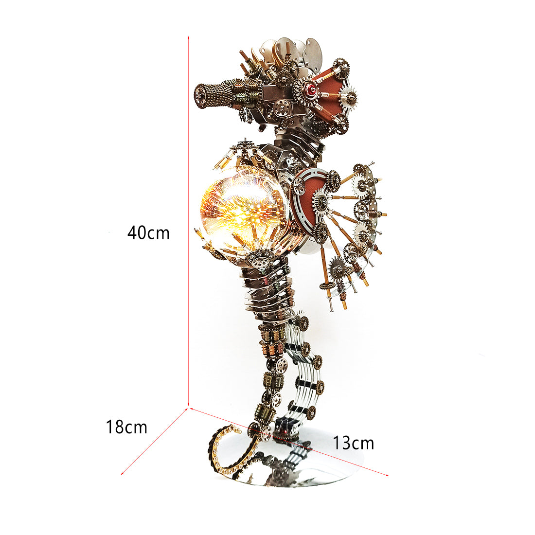 DIY 2100PCS 3D Metal Steampunk Underwater Seahorse Puzzle Model with Lamp for Creative Home Decor and Unique Gift 3D Puzzle Model Kit Diyengmod