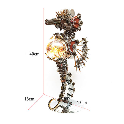 DIY 2100PCS 3D Metal Steampunk Underwater Seahorse Puzzle Model with Lamp for Creative Home Decor and Unique Gift 3D Puzzle Model Kit Diyengmod