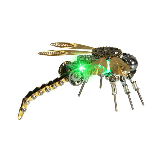 Mechanical Dragonfly 3D Puzzle Kit with Color-Changing Night Light - 260 Pieces 3D Puzzle Model Kit Diyengmod