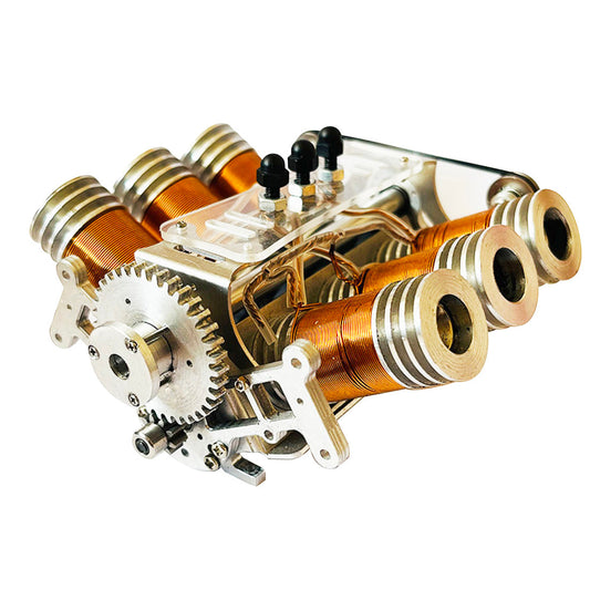 V6 Brushless Electromagnetic Engine Model for 1/10 Scale RC Cars and Ships - Metal Double-Piston Technology Toy Engine Models Diyengmod