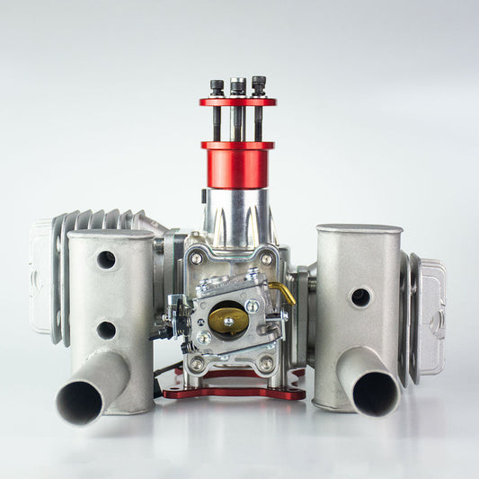 120cc Air-Cooled Twin-Cylinder Gasoline Engine for RC Fixed Wing Aircraft - 2-Stroke Piston Valve Performance Engine Model Diyengmod