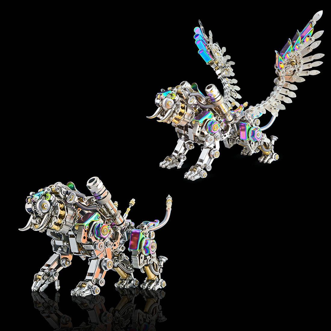 Bengal Tiger & Smilodon 3D Metal Model Puzzle Kit with Colorful Wings - 700+ Pieces 3D Puzzle Model Kit Diyengmod