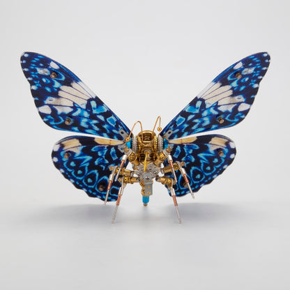 Steampunk 3D Metal Butterfly Model Kit - 3 Distinct Styles: Morpho Helena, Papilio Ulysses & Dichorragia Nesimachus (200+ Parts, Blue) 3D Puzzle Model Kit Diyengmod