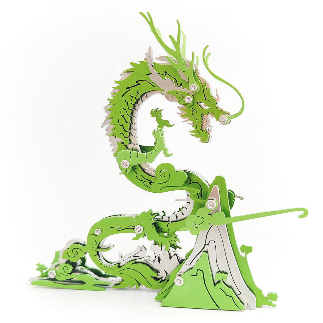 DIY Creative Chinese Dragon Metal Model Kit - 92 Piece Assembly Toy 3D Puzzle Model Kit Diyengmod Turquoise