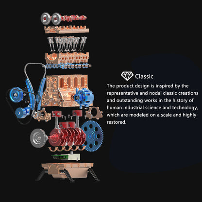 Metal Four-Cylinder Engine Assembly Kit - DIY Electric Car Engine Model DIY Engine Diyengmod