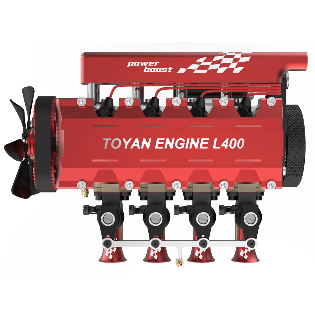 TOYAN FS-L400 14cc Inline 4-Cylinder Nitro Engine - Four-Stroke Water-Cooled Model for 1:8 to 1:10 RC Vehicles and Aircraft RC Engine Diyendmod