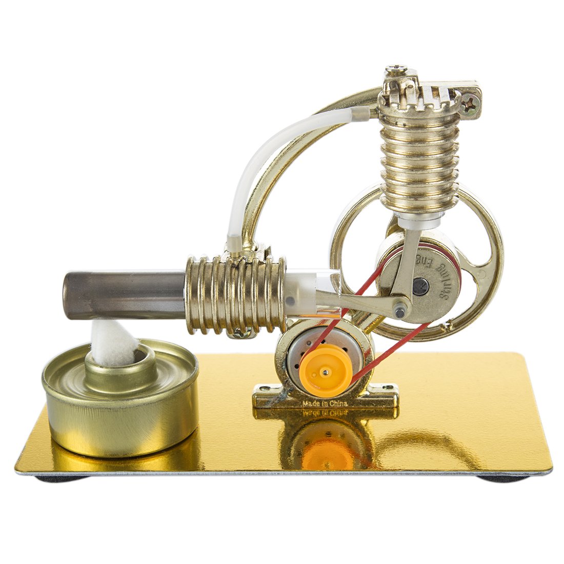 L-Shape Single Cylinder Stirling Engine Generator Model with Large Bulb and Exquisite Design Stirling Engine with LED Diyengmod