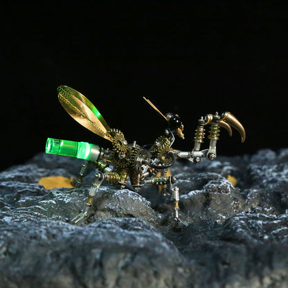 DIY 3D Metal Mantis Model Kit with Glow-in-the-Dark Features and Night Light - 300+ Pieces 3D Puzzle Model Kit Diyengmod